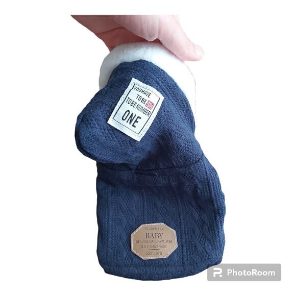TRADEMARK Baby Dark Blue Cable Knit Fleece Lined Winter Dog Sweater Vest-Size XS - Picture 4 of 7